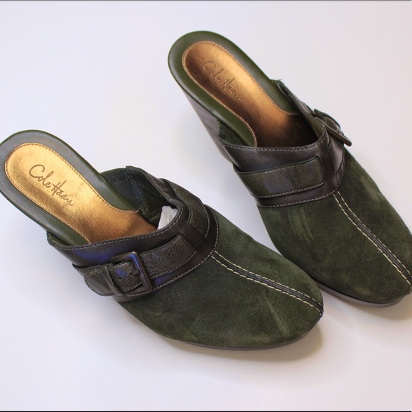 Cole Haan Shoes - Cole Haan | Green Suede Pointed Toe Clogs